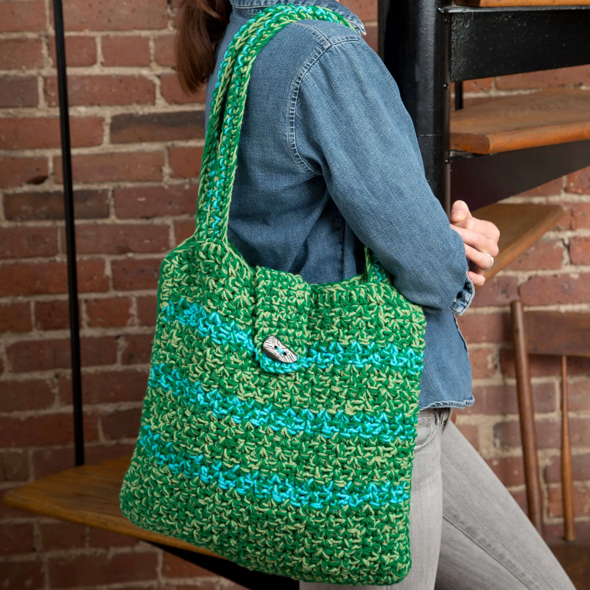 Red Heart Crochet Trendy Tote Bag