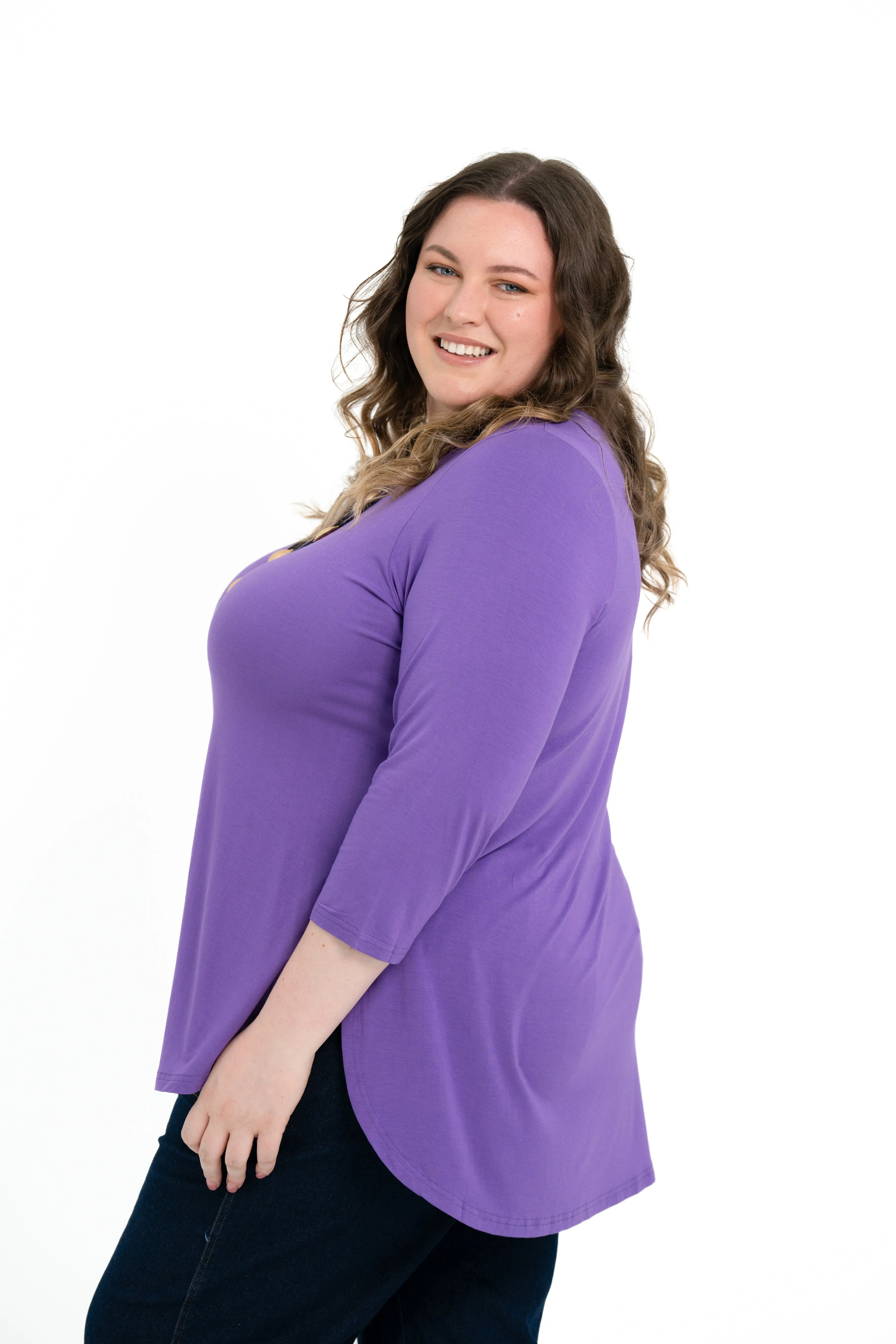 'ROSIE' 3/4 Sleeve Bamboo Top - Purple