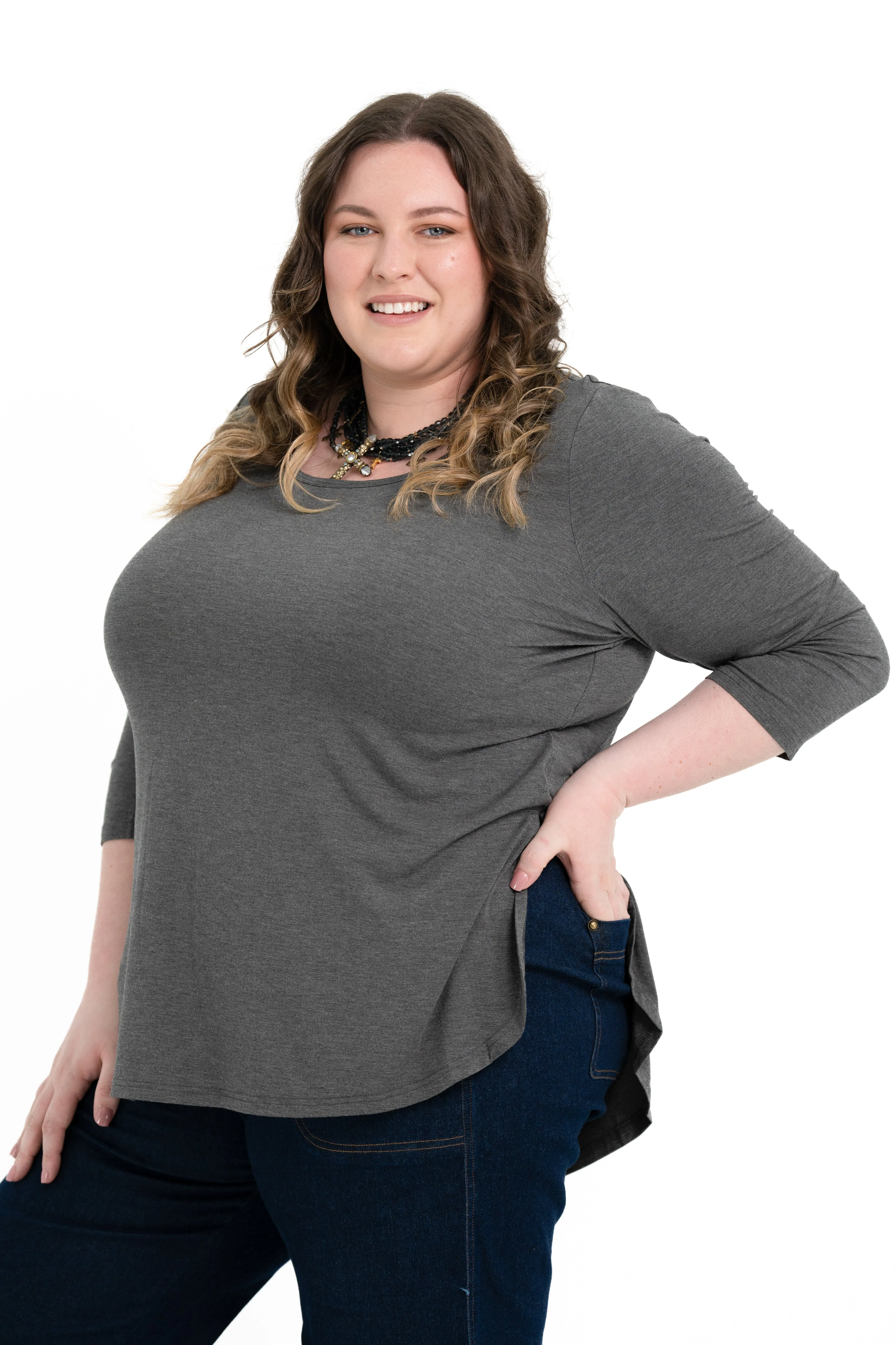 'ROSIE' Bamboo Classic Top - Grey