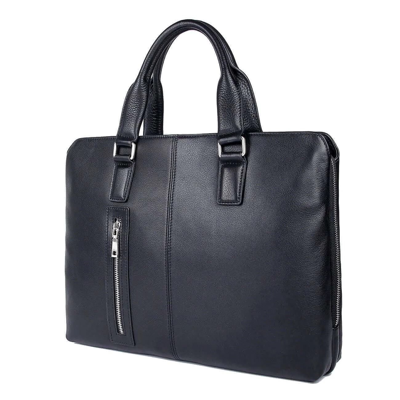 Sleek Black Leather Laptop Bag for Professionals