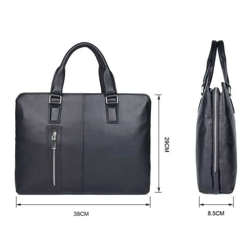 Sleek Black Leather Laptop Bag for Professionals