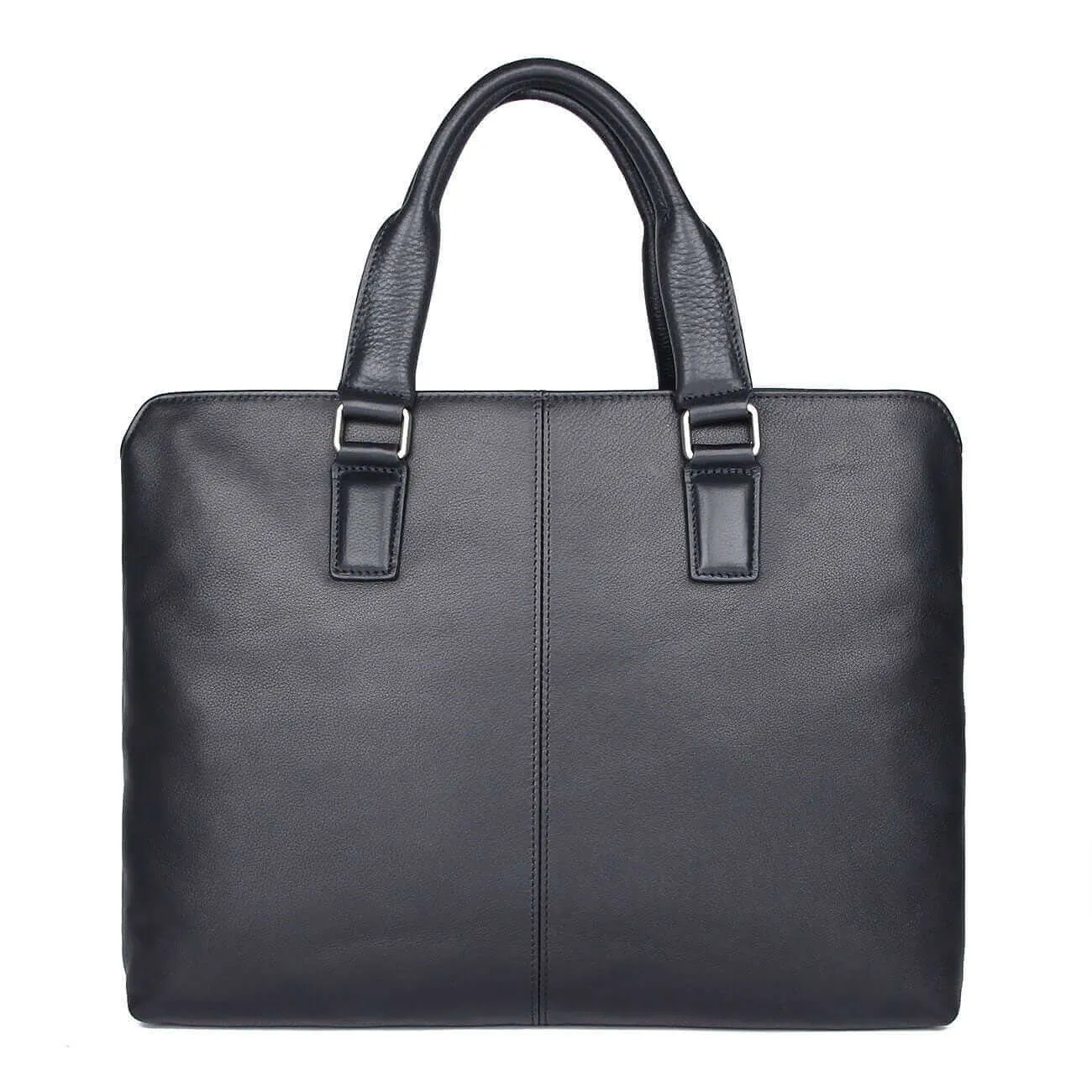 Sleek Black Leather Laptop Bag for Professionals