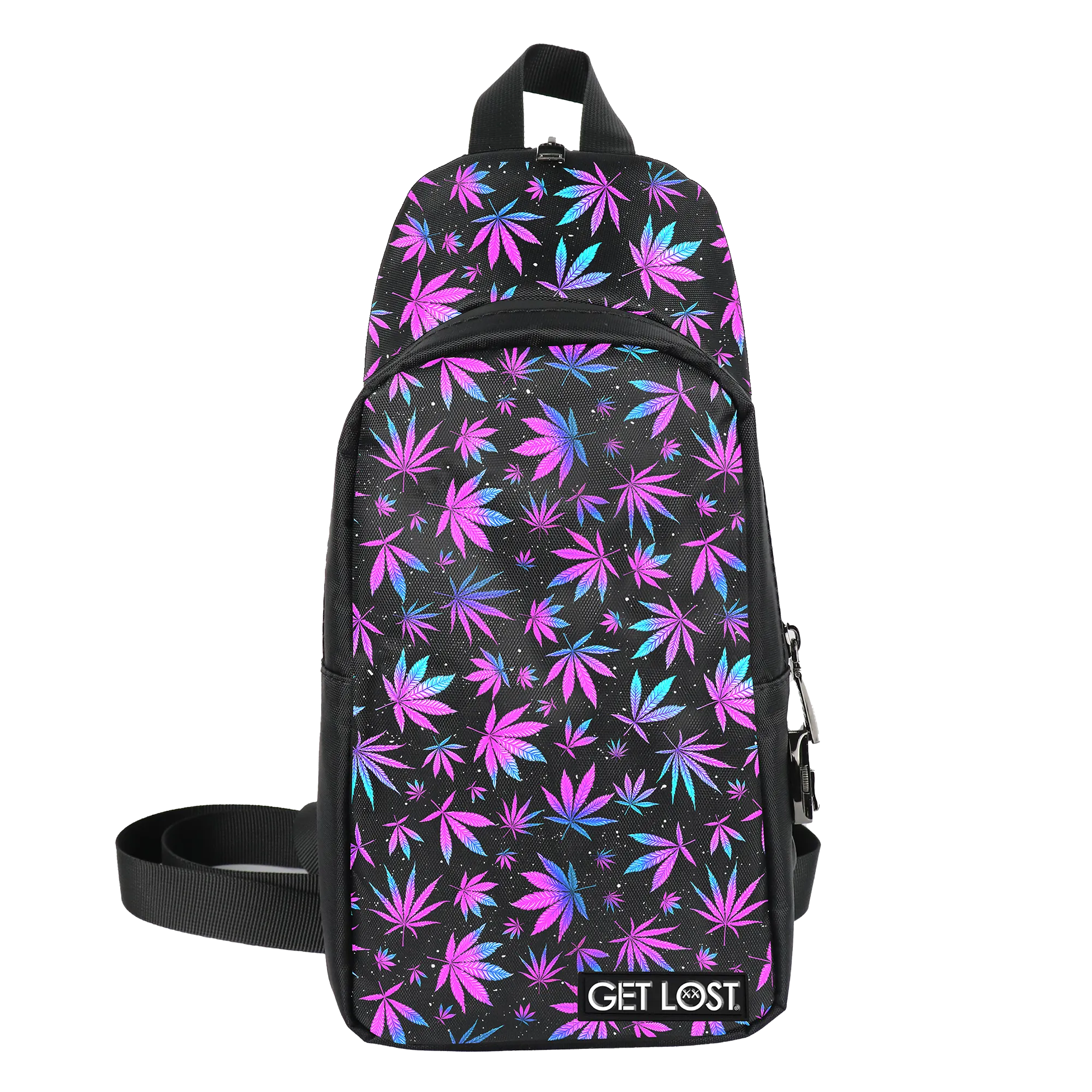 Smell-Proof Premium Convertible Shoulder Bag (PURPLE BLUE LEAFS)