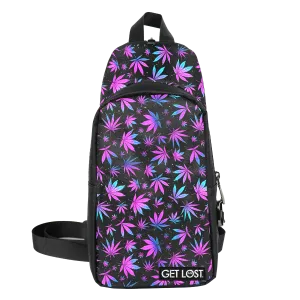 Smell-Proof Premium Convertible Shoulder Bag (PURPLE BLUE LEAFS)