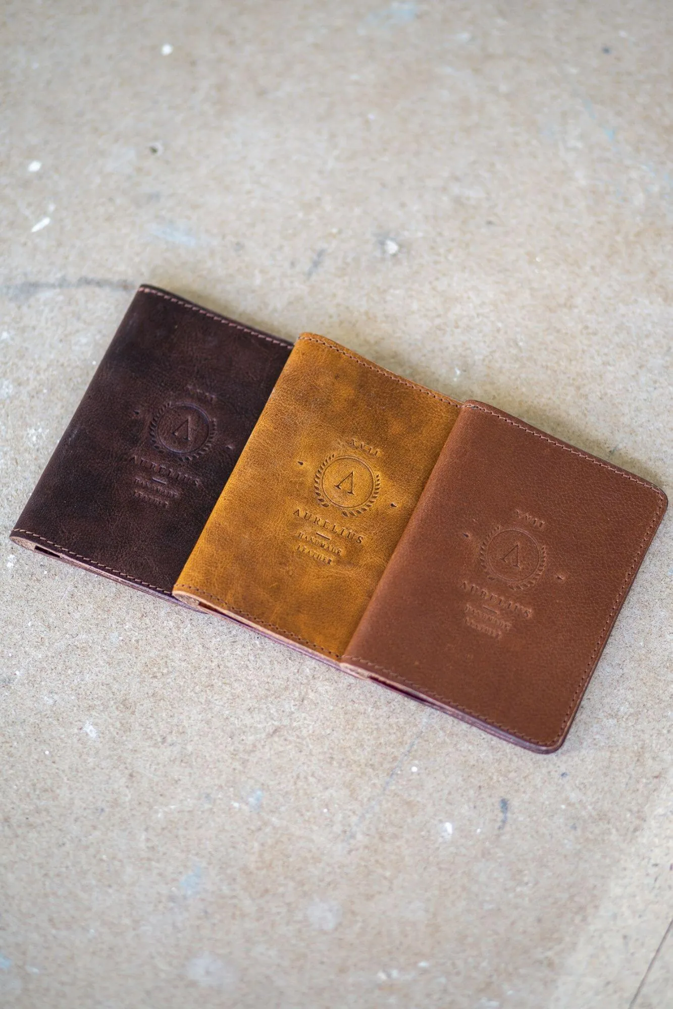 Tan Leather Passport and Card Holder