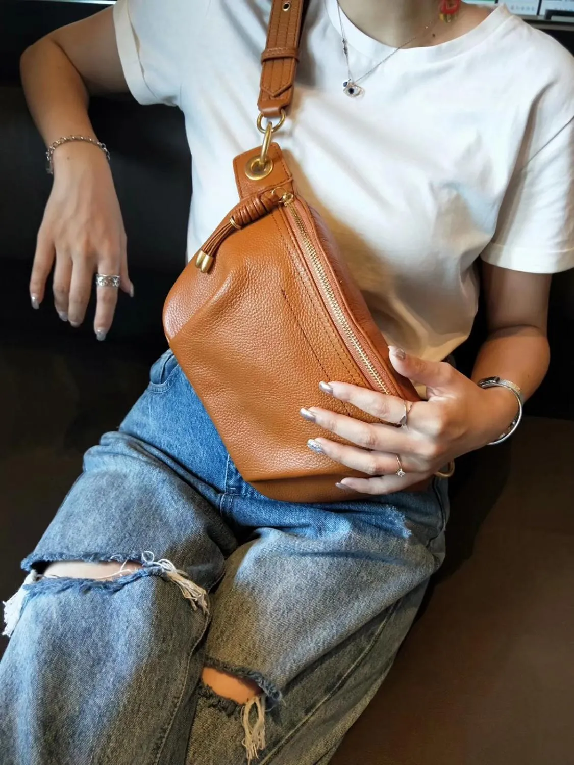 TEEK - Genuine Leather Pillow Waist Bag