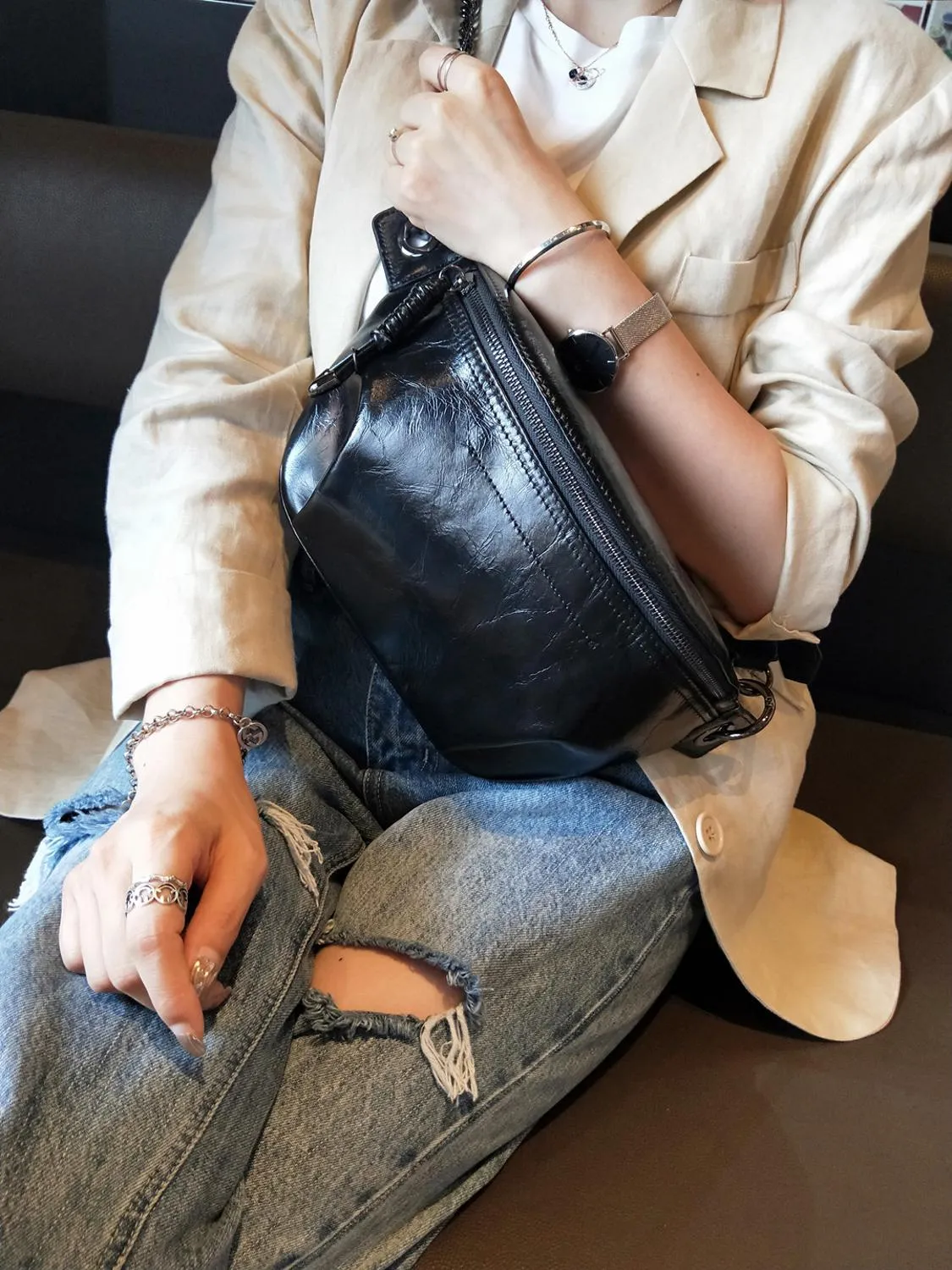 TEEK - Genuine Leather Pillow Waist Bag