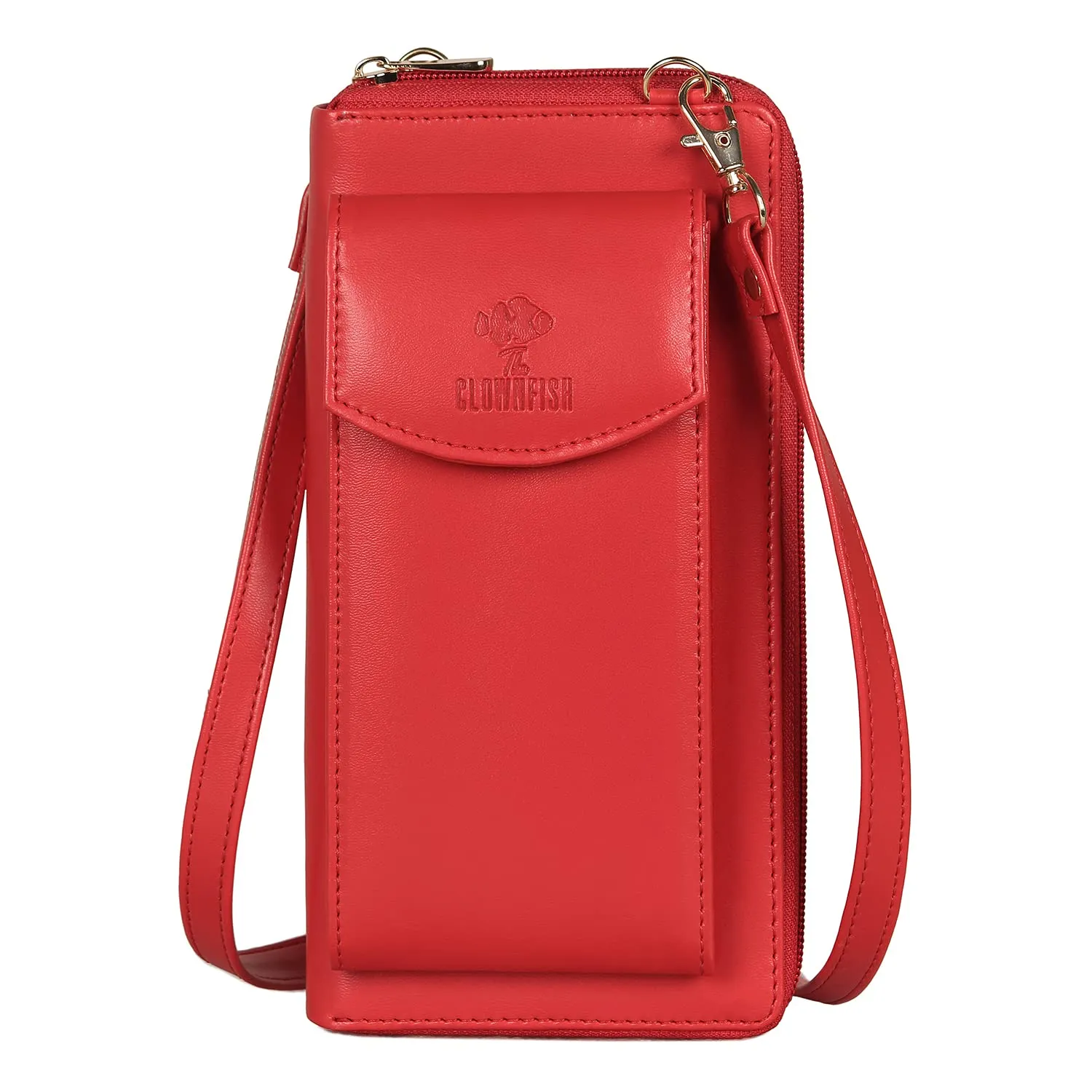 THE CLOWNFISH Siona Ladies Wallet Womens Sling Bag with Front Mobile Pocket (Red)