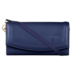 THE CLOWNFISH Trixie Ladies wallet Purse Sling bag with Shoulder Belt (Navy Blue)