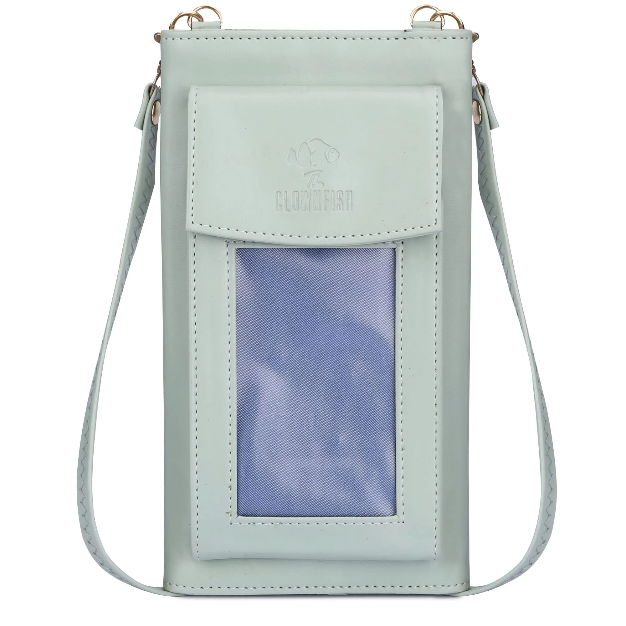 The Clownfish Winslet Ladies Wallet Womens Sling Bag with Transparent Front Mobile Pocket (Pistachio Green)