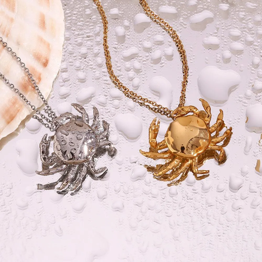 Trendy Gold and Silver Crab Pendant Necklace – Coastal Jewellery for Women