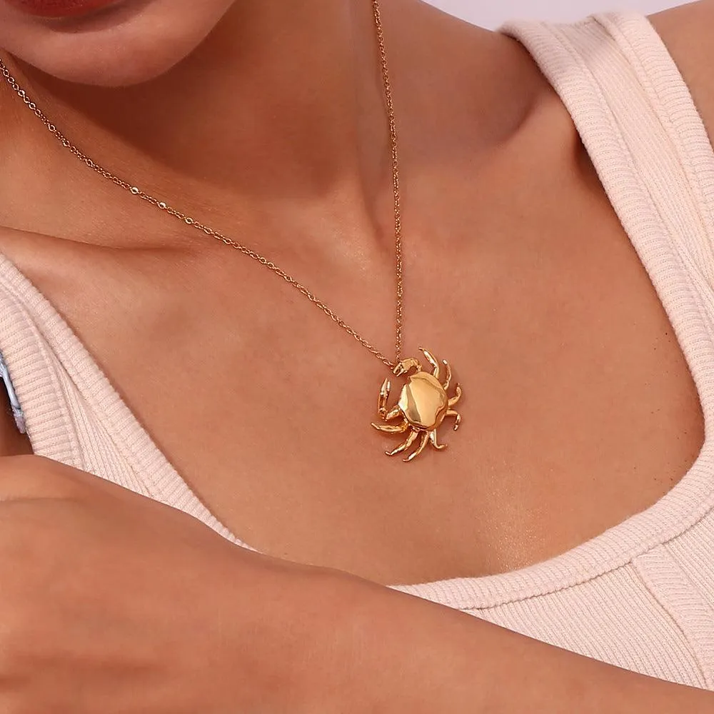 Trendy Gold and Silver Crab Pendant Necklace – Coastal Jewellery for Women