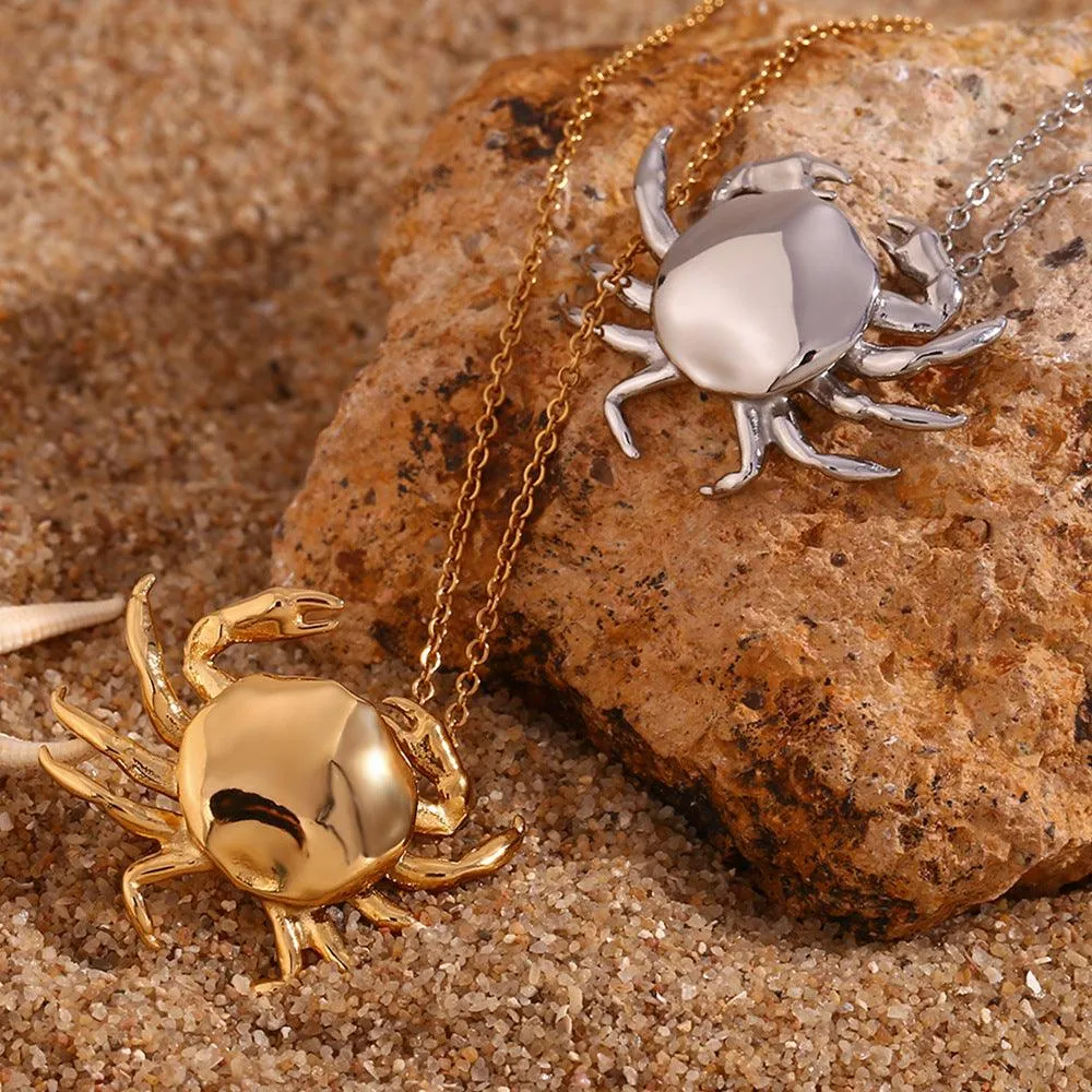 Trendy Gold and Silver Crab Pendant Necklace – Coastal Jewellery for Women