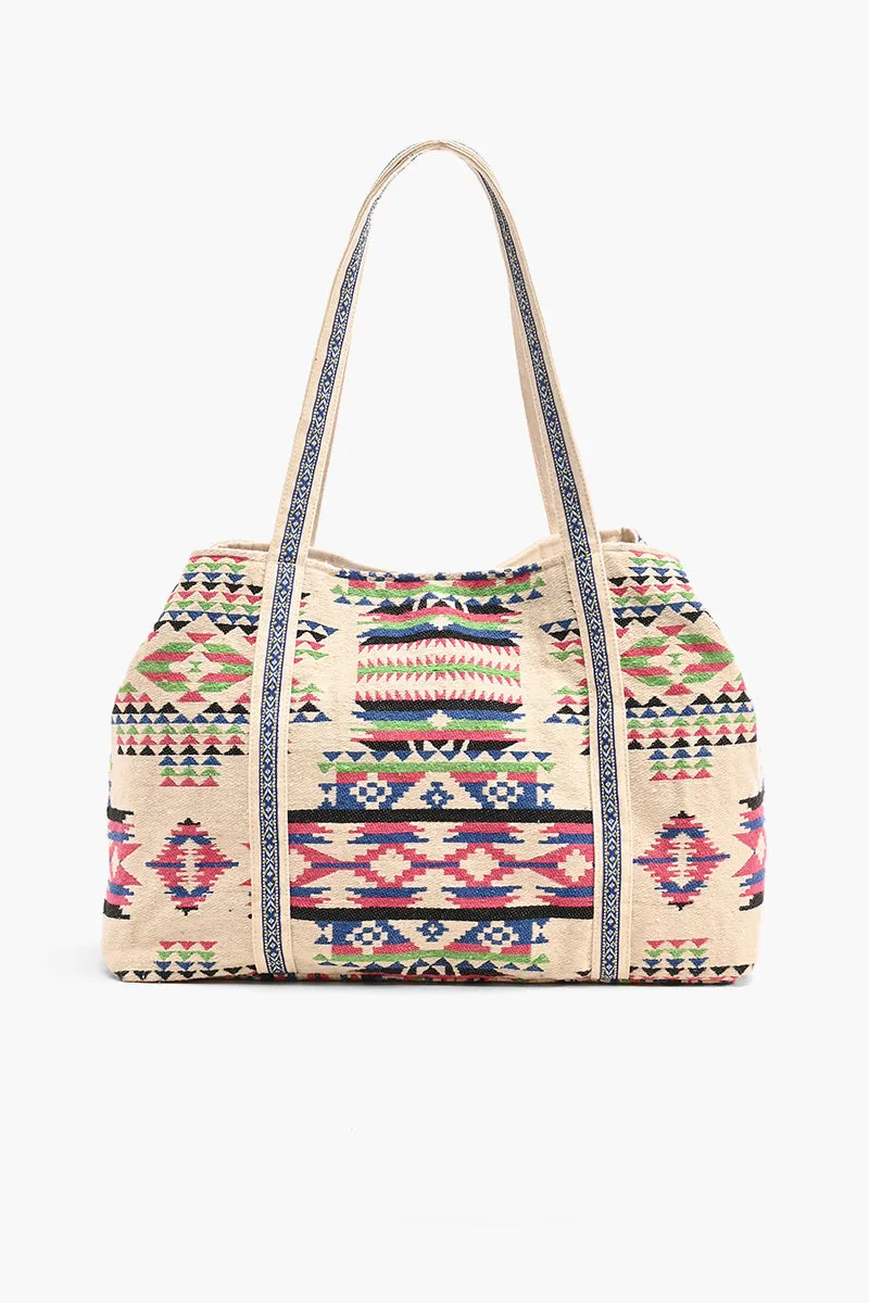 Tribal Hand Beaded Tote Bag-Multi Color Southwest Tote