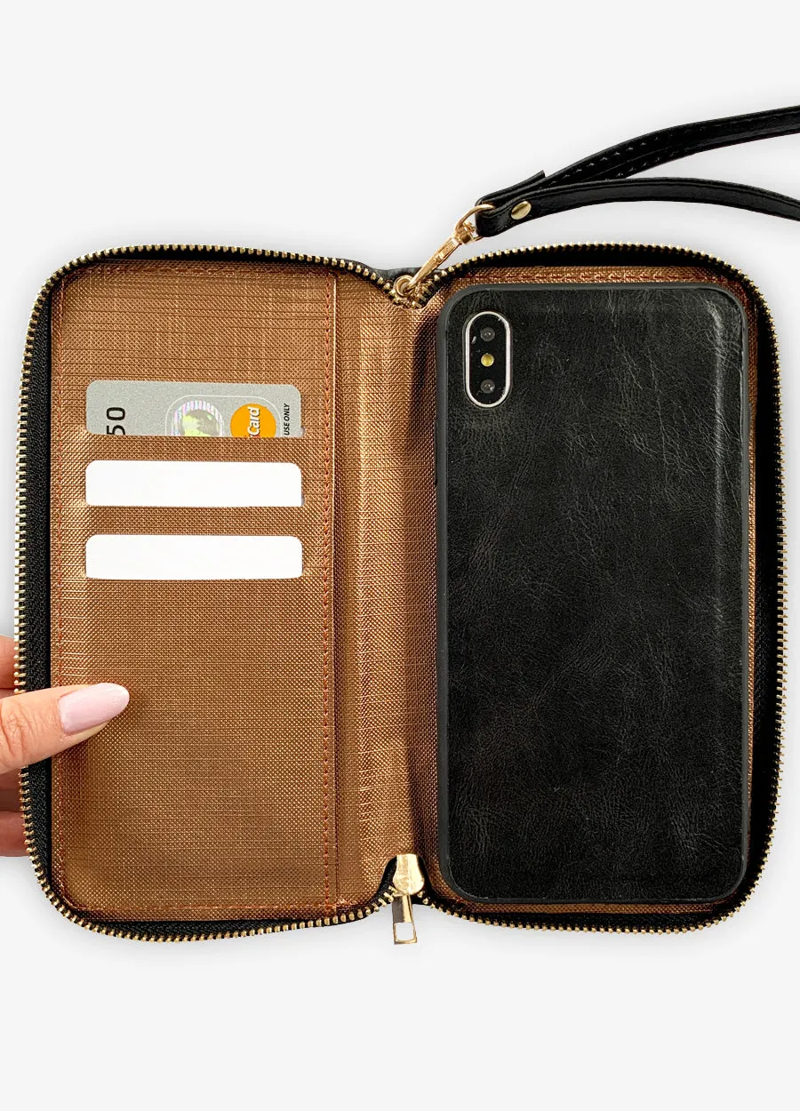 Ultra Slim Wristlet Phone Case in Black