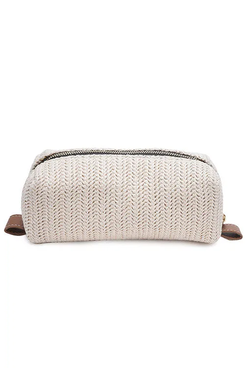 Vanilla Raffia Weave Sleek Pouch