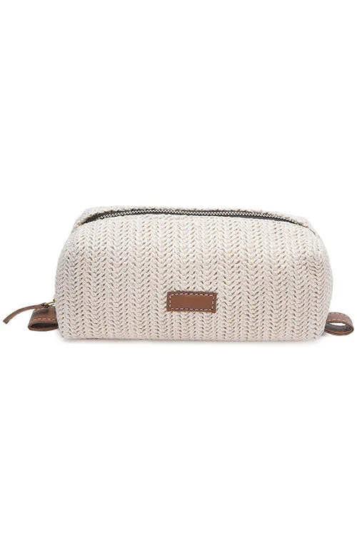 Vanilla Raffia Weave Sleek Pouch