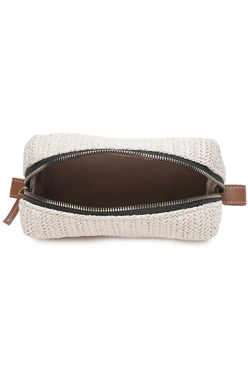 Vanilla Raffia Weave Sleek Pouch