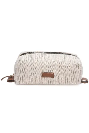 Vanilla Raffia Weave Sleek Pouch