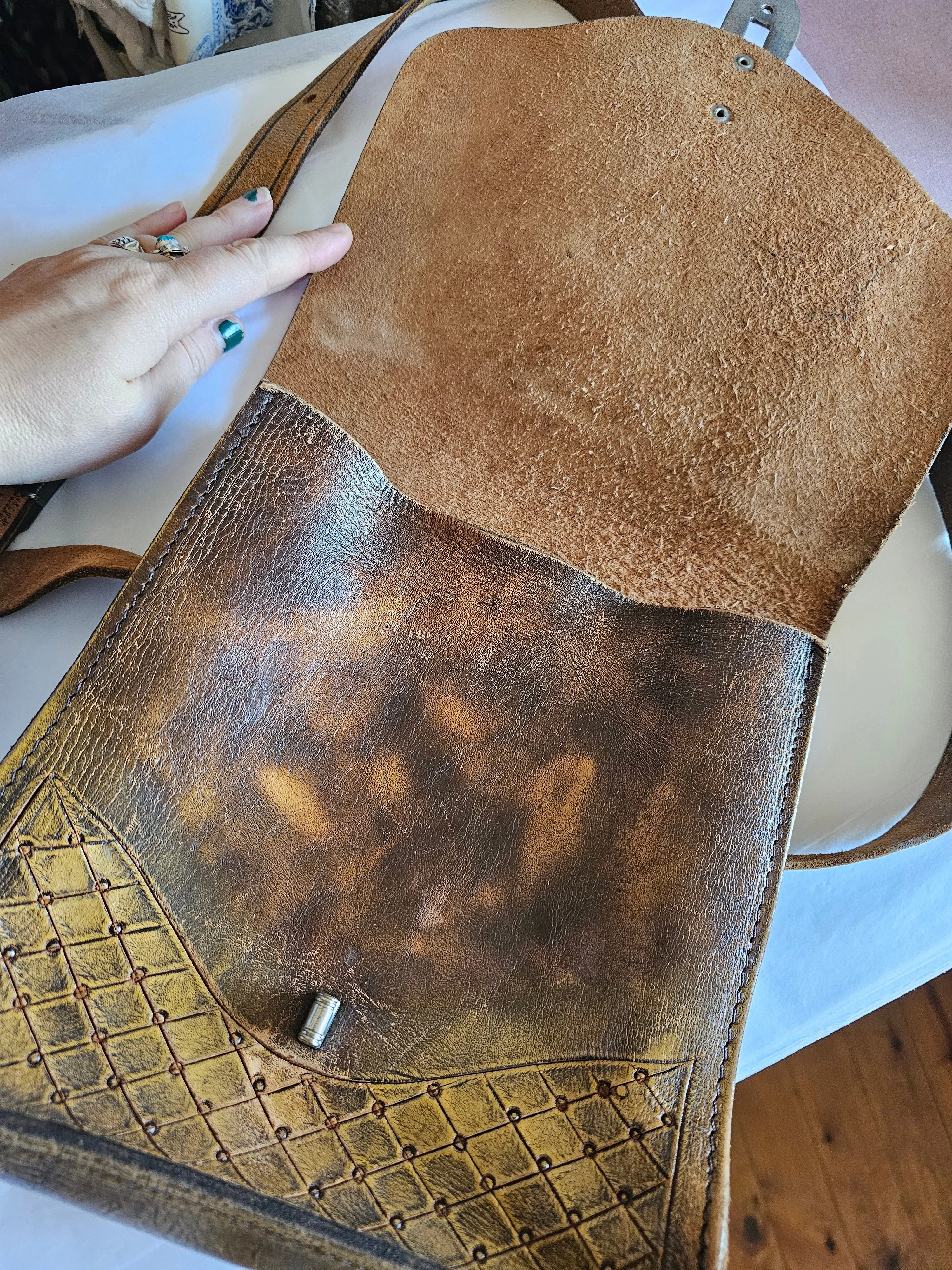 Vintage Leather Tooled Bag