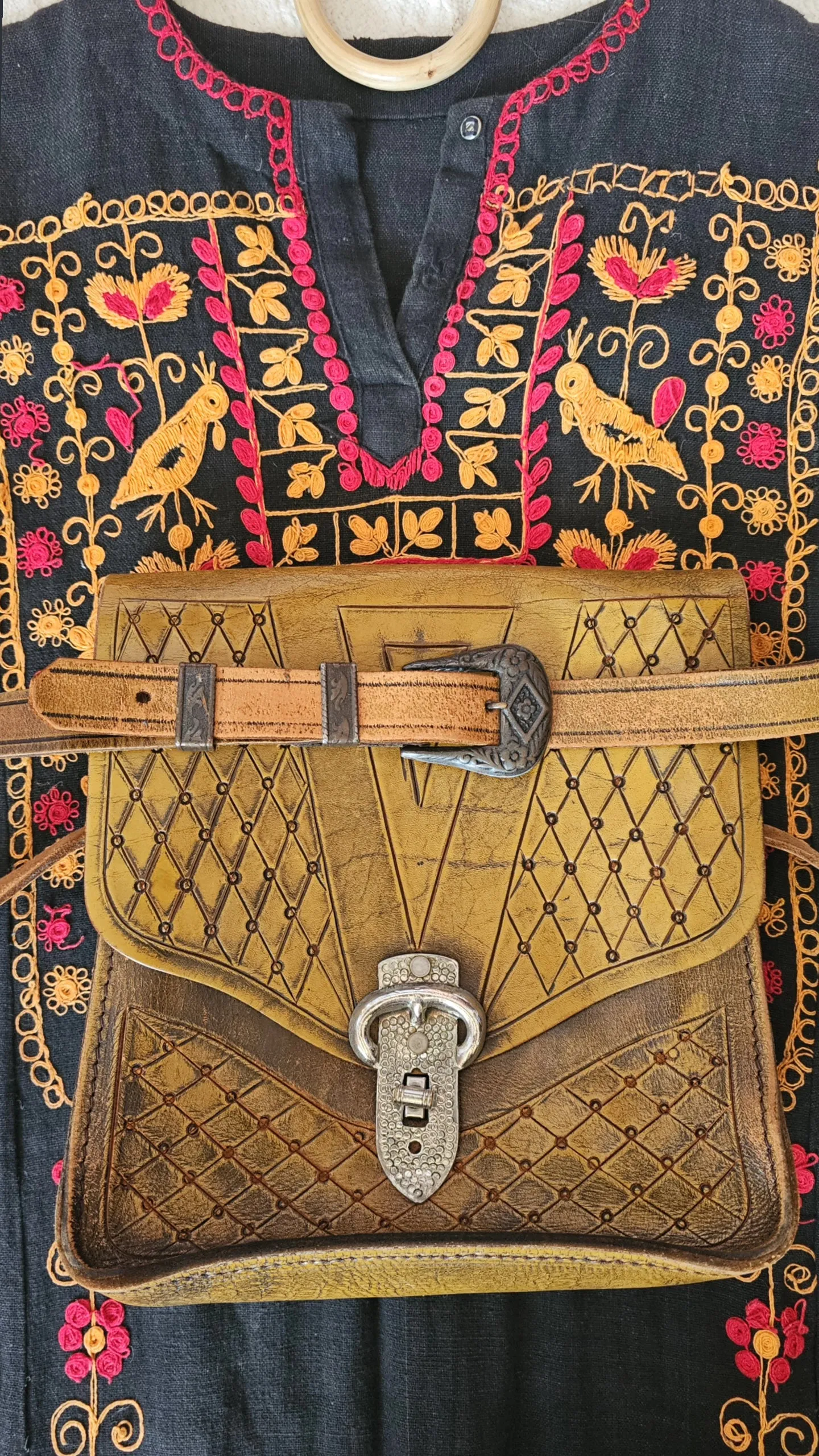 Vintage Leather Tooled Bag