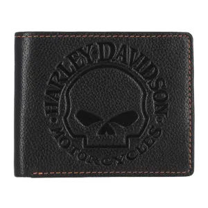 WILLIE G SKULL LEATHER WALLET WITH PASSCASE