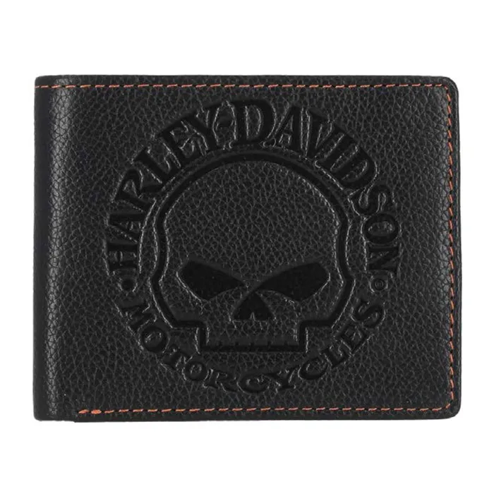 WILLIE G SKULL LEATHER WALLET WITH PASSCASE