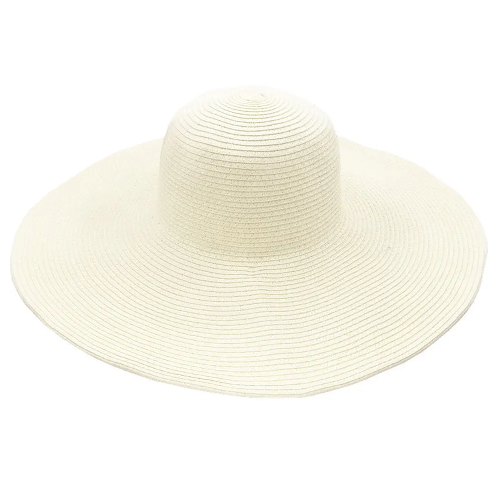 Women Summer Sun Protection Straw Hat Beach Wide Brim Big Floppy Folding Sun Hat