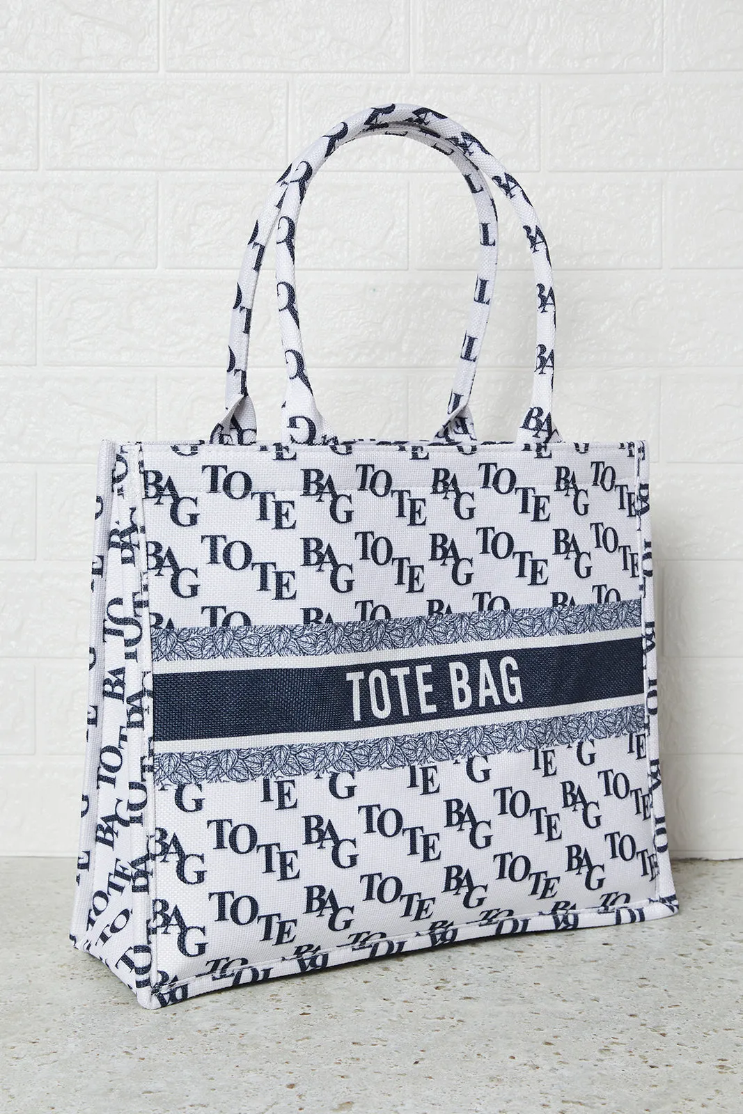 Women White Printed Tote Bag