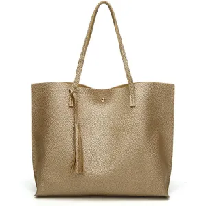 Women's Soft Faux Leather Tote Shoulder Bag