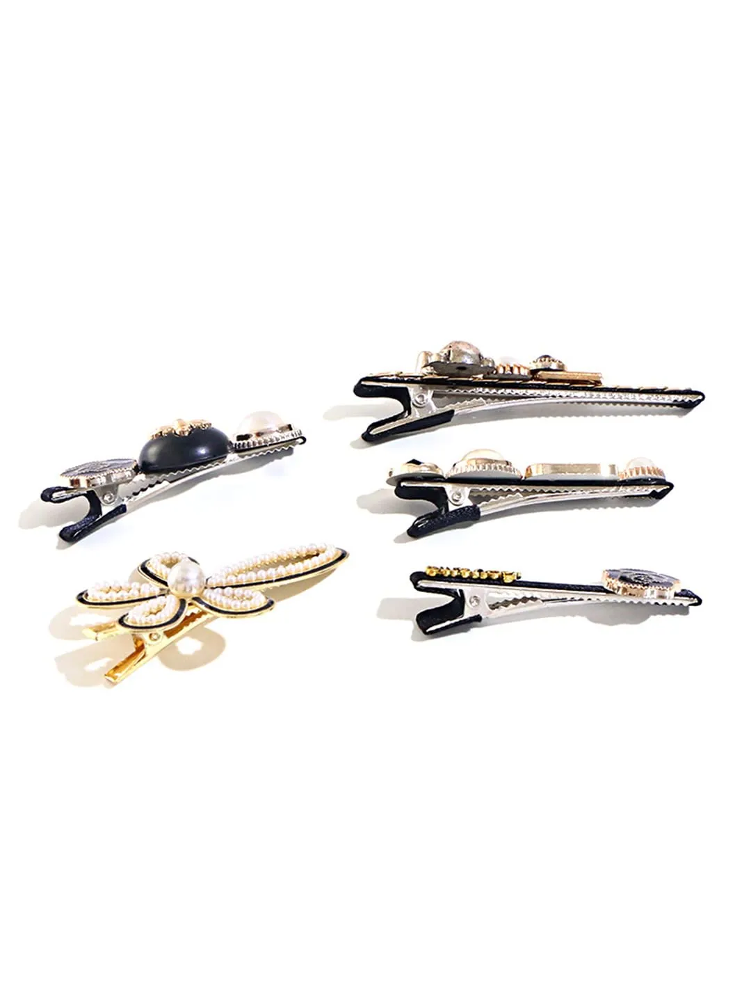 Yellow Chimes Hair Clips for Women Girls Hair Accessories for Women Black Hair Clip 5 Pcs Hair Clips for Girls Hairclips Pearl Alligator Clips for Hair Pins for Women and Girls Gift For Women & Girls